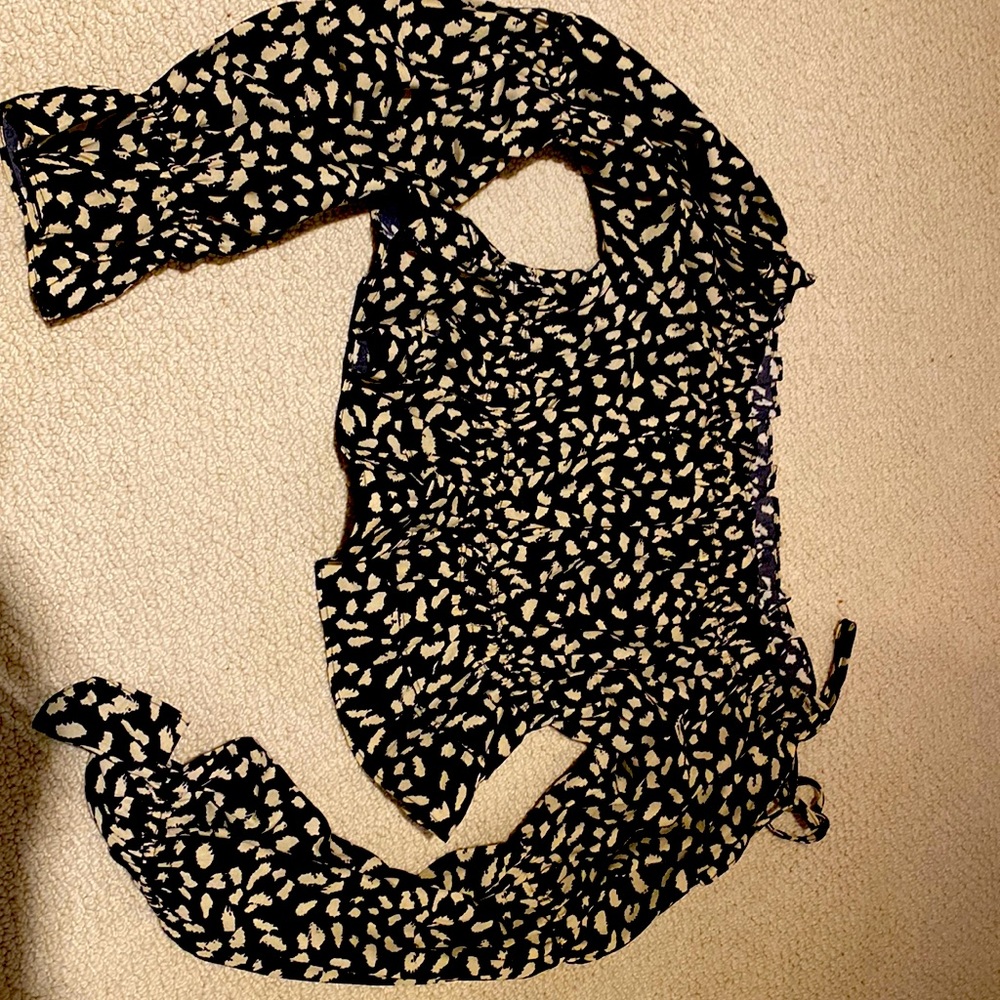 Off The Shoulder Black Patterned Cotton Shirt - image 1